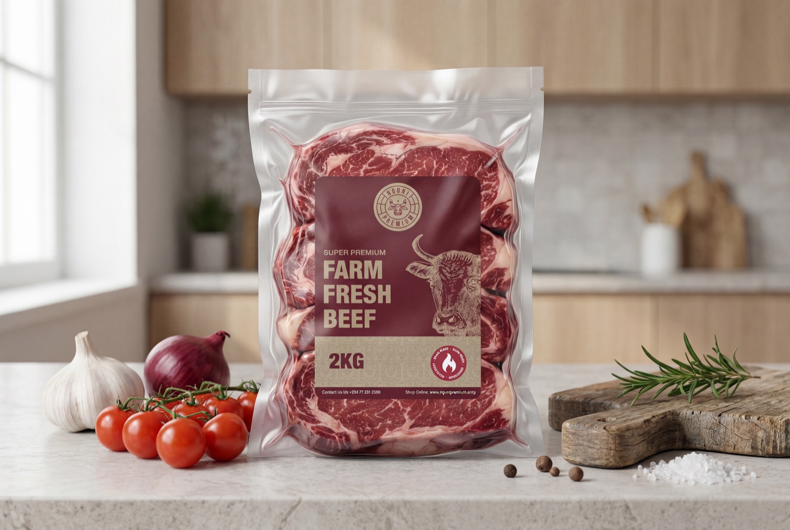 Nguni Premium beef pack in a home kitchen