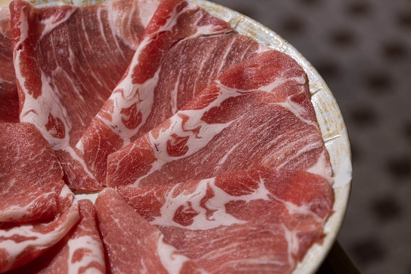 Fresh sliced pork belly